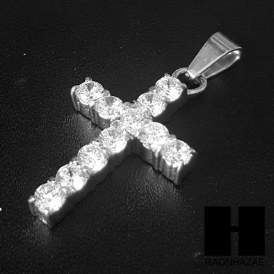 316L Stainless steel Silver 2Pac Cross Pendant Miami Cuban SS037 - Raonhazae