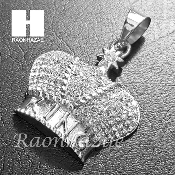 316L Stainless steel Silver King Crown w/ 5mm Cuban Chain SG08 - Raonhazae