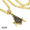 NEW VINTAGE MENS FREEMASON MASONIC PENDANT 5mm 24" FIGARO CHAIN SSP035T - Raonhazae