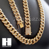 18K Gold Lab Diamond Cuban Link Chain 15mm Bling 24" 30" Necklace L01 - Raonhazae