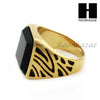 MEN STAINLESS STEEL HIP HOP 14K GOLD PLTED BLACK ONYX RING 8-12 SR029CL - Raonhazae