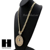 L PHARAOH ROUND PENDANT & DIAMOND CUT CUBAN LINK CHAIN NECKLACE NN51 - Raonhazae