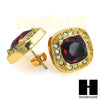 HipHop RICK ROSS Gold Tone Micro pave Red Ruby Big Bling Earrings G130 - Raonhazae