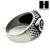MEN STAINLESS STEEL HIP HOP ANTIQUE SILVER TONE OWL w/ ONYX RING 8-12 SR027CL - Raonhazae