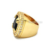 NEW MEN'S BIG CHUNKY GOLD PLATED RICH GANG JET BLACK RING R031G - Raonhazae