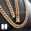 18K Gold Lab Diamond Cuban Link Chain 16mm Bling 24" 30" Necklace L01 - Raonhazae