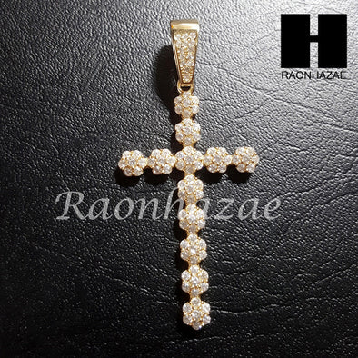 Sterling Silver .925 AAA Lab Diamond Cross w/2.5mm 20" 24" Moon Cut Chain 41G - Raonhazae