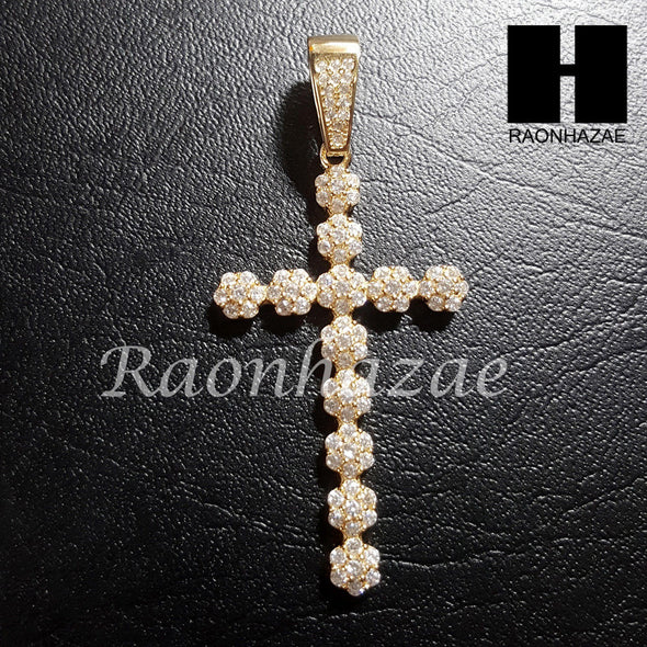 Sterling Silver .925 AAA Lab Diamond Cross w/2.5mm 20" 24" Moon Cut Chain 41G - Raonhazae