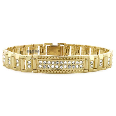 14K GOLD PLATED MICRO PAVE SIMULATED DIAMOND 8.5" BRACELET KB013G - Raonhazae