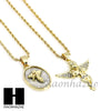 MINI & ROUND GOLD MEDAL ANGEL PENDANT 24" 30" ROPE CHAIN NECKLACE COMBO SET - Raonhazae