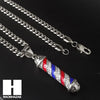 Mens 316L Stainless steel Silver Barber Shop Pole Pendant SS018 - Raonhazae
