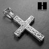 Lab Diamond Rhodium PT Jesus Cross Pendant w/ 4mm Cuban Chain B08S - Raonhazae