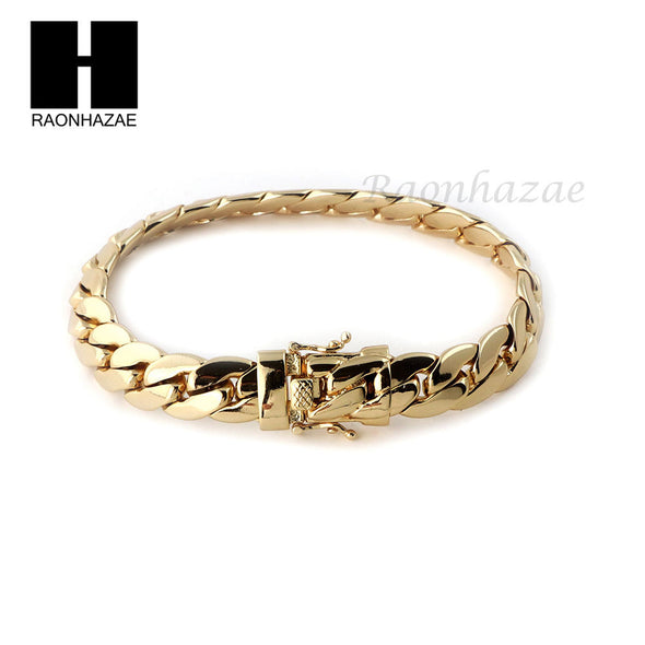 14k Gold Finish Heavy 9mm Miami Cuban Link Chain Necklace Bracelet Various SetF - Raonhazae