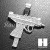 316L Stainless steel Silver Uzi Gun Pendant w/ 5mm Cuban Chain SG31 - Raonhazae