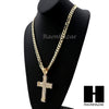 MENS LARGE CROSS PENDANT & DIAMOND CUT CUBAN LINK CHAIN NECKLACE N46 - Raonhazae