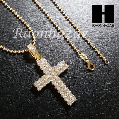 Sterling Silver .925 AAA Lab Diamond Cross w/2.5mm 20" 24" Moon Cut Chain S42G - Raonhazae