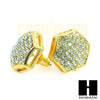 Hip Hop Drake Gold PT Micro Pave 15mm Big Bling Hexagon Earrings GE137G - Raonhazae