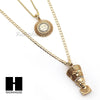 MEN ALLAH & NEFERTITI PENDANT BOX CUBAN CHAIN DOUBLE NECKLACE SET SD06 - Raonhazae