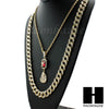 LAB DIAMOND GOLD CUBAN CHAIN RED RUBY KING TUT PHARAOH ANKH NECKLACES - Raonhazae