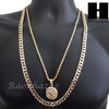 MEN PRAYING HAND CROSS PENDANT 30" CUBAN LINK CHAIN NECKLACE SET 94G - Raonhazae