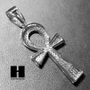 Lab Diamond 18k PT Ankh Cross Pendant w/ 24" Miami Cuban Chain B011S - Raonhazae