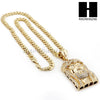 MEN LIL WAYNE JESUS FACE & DIAMOND CUT CUBAN 24" 30" 36" CHAIN NECKLACE - Raonhazae