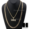 MENS BLING SAVAGE PENDANT DIAMOND CUT 30" CUBAN CHAIN NECKLACE SET G32 - Raonhazae