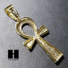Lab Diamond 14K Gold PT Ankh Cross Pendant w/ 24" Cuban Chain B011G - Raonhazae