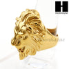 MEN STAINLESS STEEL 14K GOLD TONE LION FACE RING 8-12 SR036CL - Raonhazae