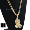 HIP HOP PRAYING HANDS PENDANT 20" 24" 30" CUBAN LINK CHAIN NECKLACE N37 - Raonhazae