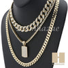 MENS 14K GOLD PT DOG TAG MIAMI CUBAN 16"~30" CHOKER TENNIS CHAIN S028 - Raonhazae