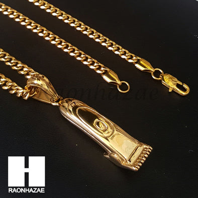 316L Stainless steel Gold Barber Clipper Trimmer Pendant SS017 - Raonhazae