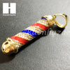 Mens 316L Stainless steel Gold Barber Shop Pole Pendant SS014 - Raonhazae