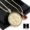 RUBY EGYPTIAN MAAT ROUND PENDANT CUBAN LINK ROPE CUBAN NECKLACE SET D19 - Raonhazae