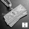 316L Stainless steel Silver Benjamin $100 Bill 5mm Cuban Chain S12 - Raonhazae