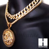 Hip Hop Premium Round Medusa Miami Cuban Choker Tennis Chain Necklace C - Raonhazae