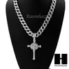 Men 14k Plated Jesus Cross Crucifix Pendant 30" Cuban Link Chain NN033G - Raonhazae