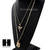 MEN ANGEL & KING LION PENDANT BOX CUBAN CHAIN DOUBLE NECKLACE SET SD05 - Raonhazae