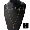 Sterling Silver .925 AAA Lab Diamond Jesus Cross w/2.5mm Moon Chain S28 - Raonhazae