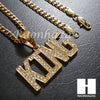 316L Stainless steel Gold King Pendant w/ 5mm Cuban Chain SG3 - Raonhazae
