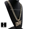 Mens Hip Hop 14k Plated BMF Pendant 30" Cuban Link Chain NN030G - Raonhazae