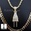 LIL UZI VERT PLUG CHARM DIAMOND CUT 30" CUBAN CHAIN NECKLACE SET G15 - Raonhazae