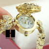 Women Luxury Watch Golden Rose w/ Lab Simulated Diamond Bracelet Watch - Raonhazae