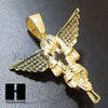 Micro Pave 14K Gold PT Angel Bling Pendant w/ Miami Cuban Chain B031G - Raonhazae