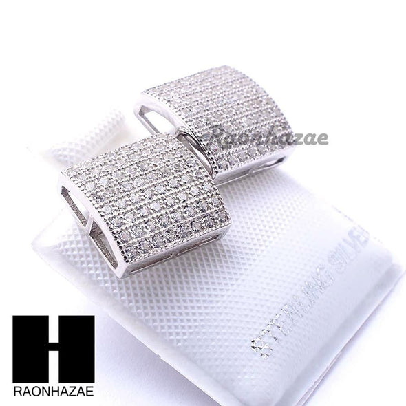 Sterling Silver .925 Lab Diamond 10mm Square Screw Back Earring SE032S - Raonhazae