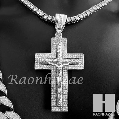 Hip Hop Cross Pendant 16" Choker 18" Tennis 30" Miami Cuban Chain 16S - Raonhazae