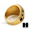 MEN STAINLESS STEEL HIP HOP CROSS 14K GOLD TONE BLACK ONYX RING 8-12 SR033CL - Raonhazae