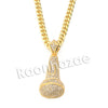 Mens Brass Gold Bling MIC Charm Pendant w/ 5mm 24" 30" Cuban Chain A09G - Raonhazae