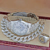 MEN FREEMASON MASONIC 14K WHITE GOLD WATCH CUBAN BRACELET RING FM04S - Raonhazae