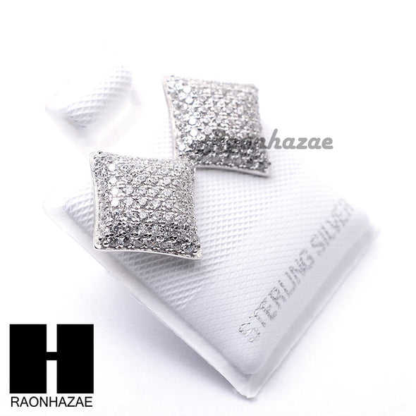 Sterling Silver .925 Lab Diamond 10mm Square Screw Back Earring SE031S - Raonhazae